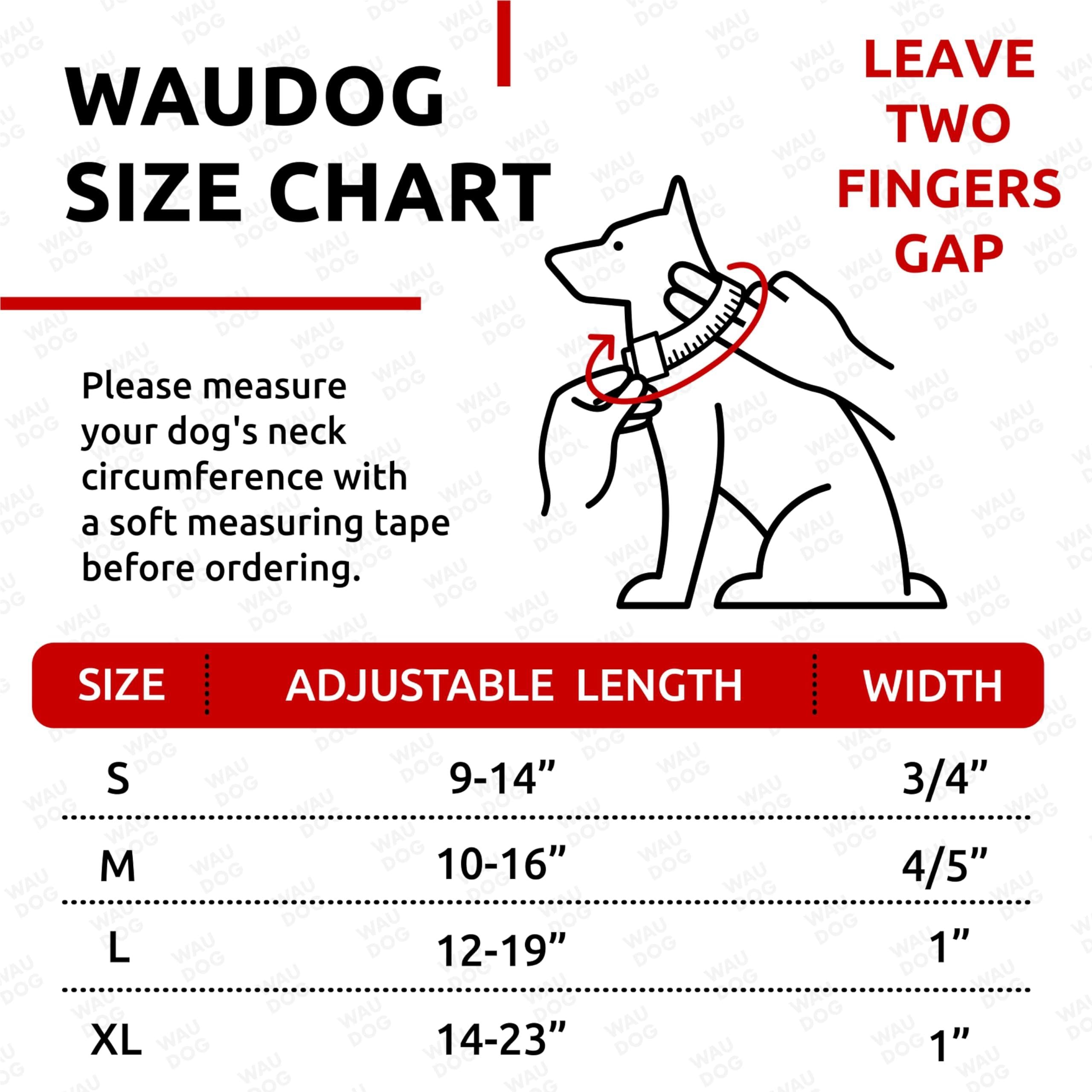 Waterproof Dog Collar   Heavy Duty Adjustable Durable Dog Collars for Small Medium Large Dogs   Red Blue Pink Mint Green Dog Collar   Safety Plus (11    15 1 2  Neck Glowing) Waudog