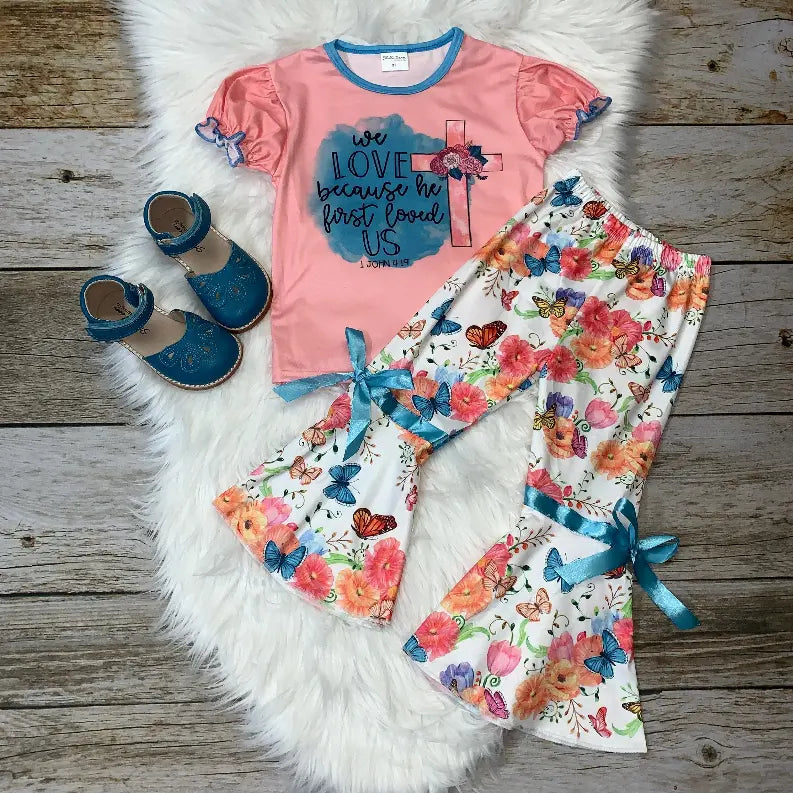 "We Love Because He First Loved Us" Top & Bell Set Stella Bean Clothing