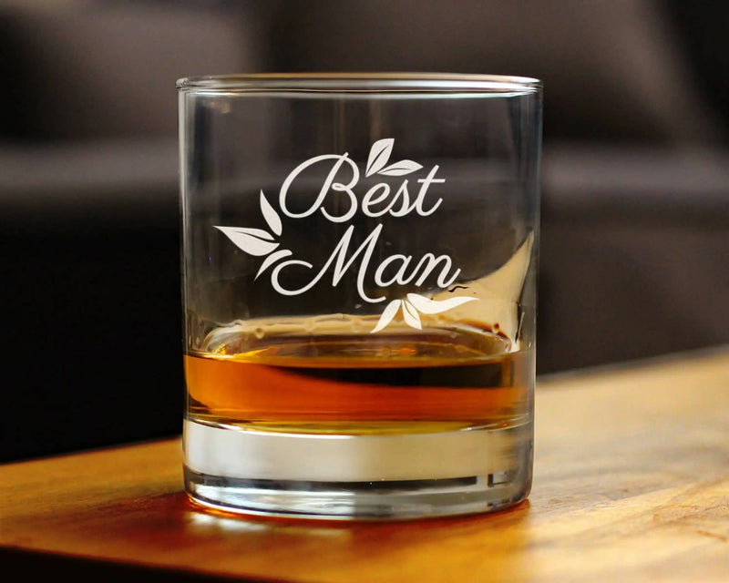 Wedding Best Man Whiskey Rocks Glass - Bridal Party Gifts Bevvee