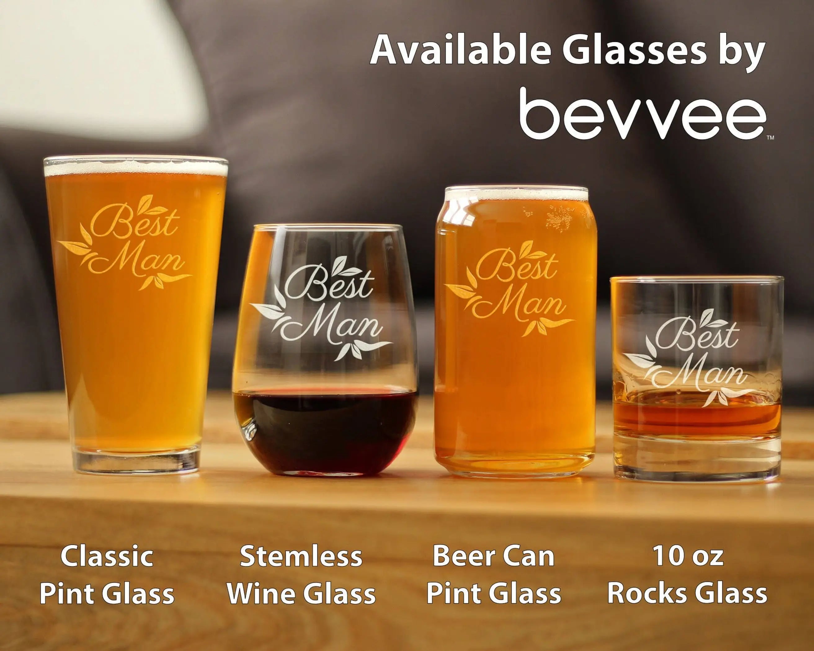 Wedding Best Man Whiskey Rocks Glass - Bridal Party Gifts Bevvee