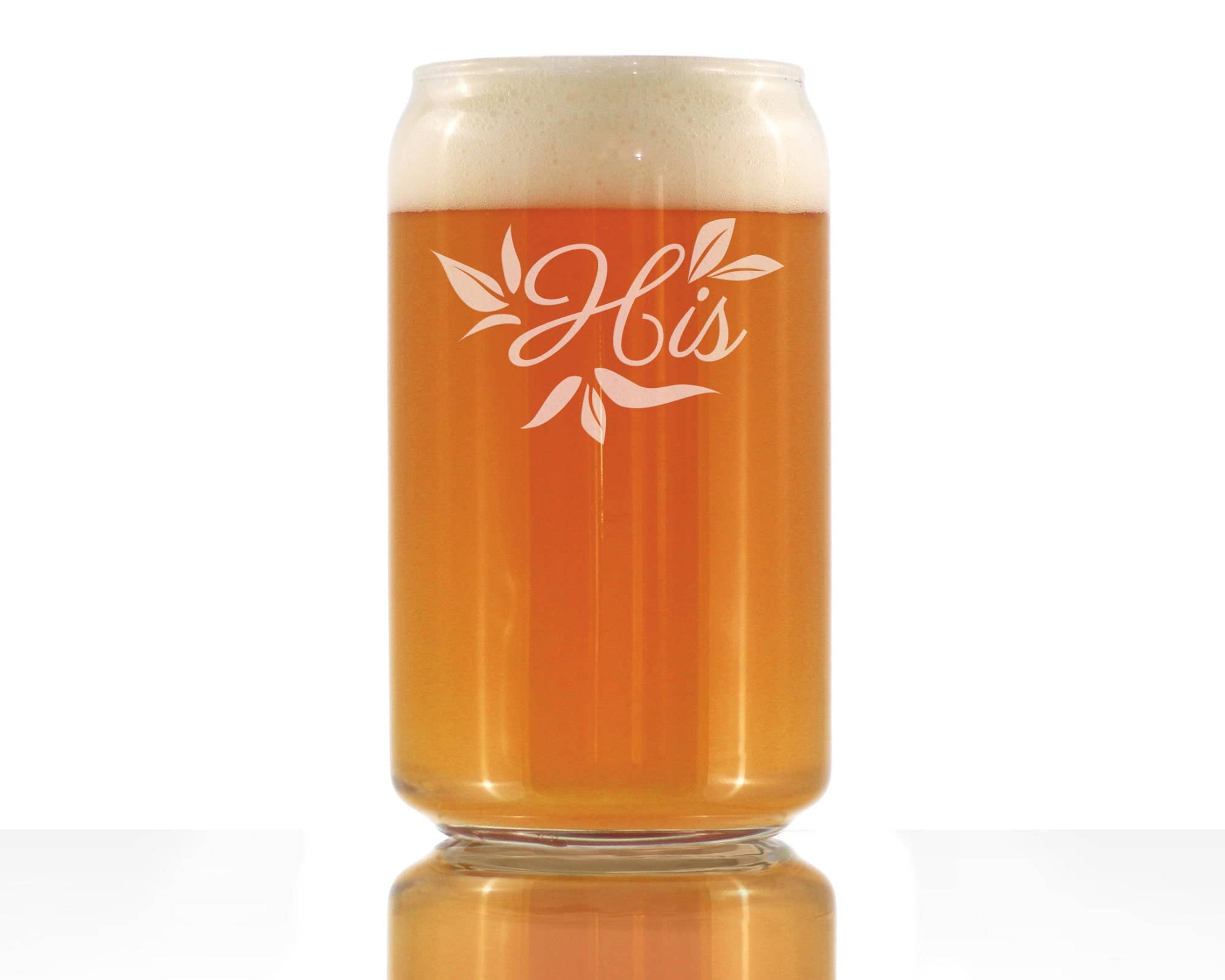 Wedding Floral His Beer Can Pint Glass - Bridal Party Gifts Bevvee