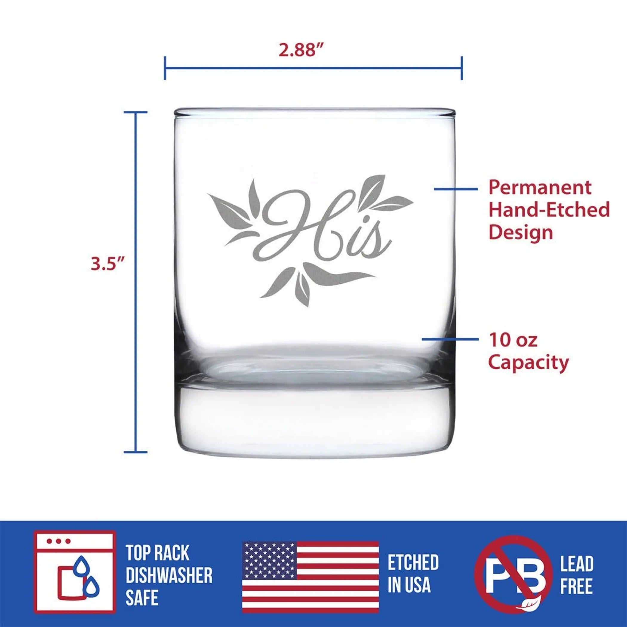 Wedding Floral His Whiskey Rocks Glass - Bridal Party Gifts Bevvee