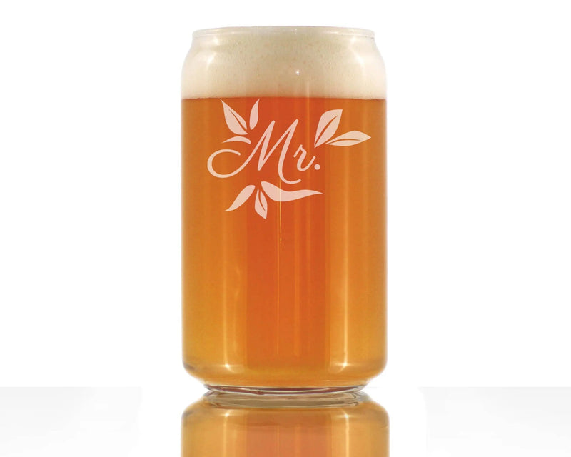 Wedding Floral Mr Beer Can Pint Glass - Bridal Party Gifts Bevvee