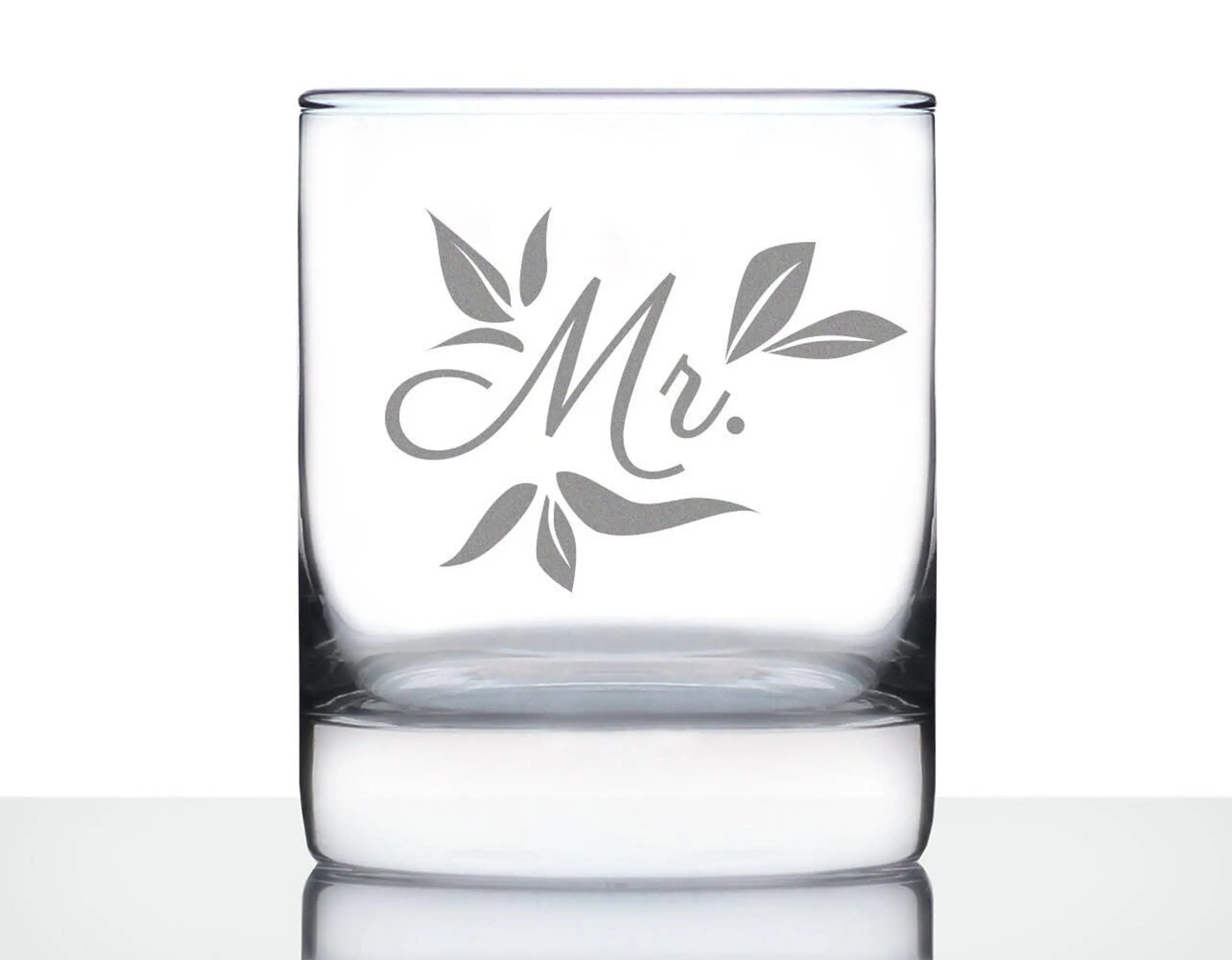 Wedding Floral Mr Whiskey Rocks Glass - Bridal Party Gifts Bevvee