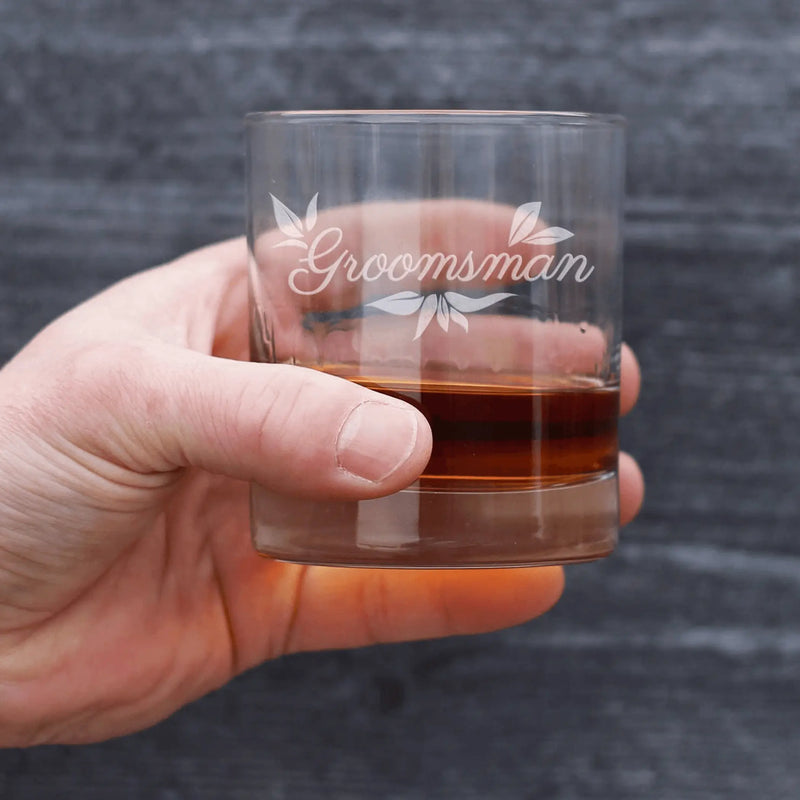 Wedding Groomsman Whiskey Rocks Glass - Bridal Party Gifts Bevvee