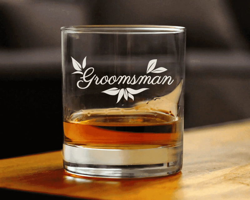 Wedding Groomsman Whiskey Rocks Glass - Bridal Party Gifts Bevvee
