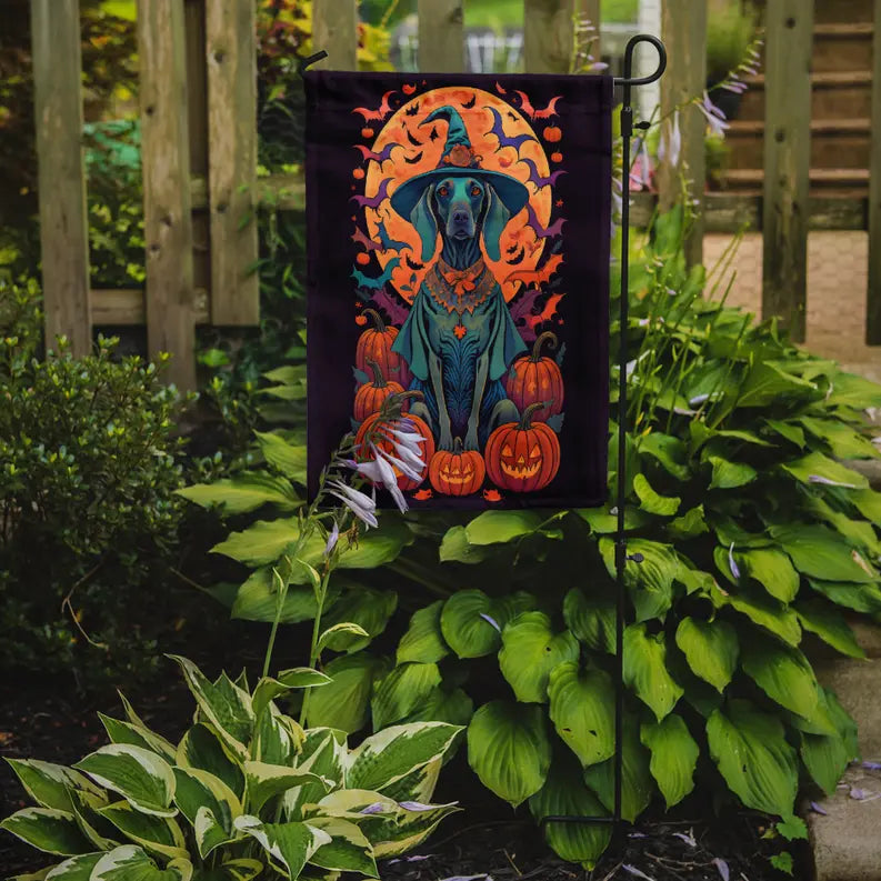 Weimaraner Witchy Halloween Garden Flag Caroline's Treasures