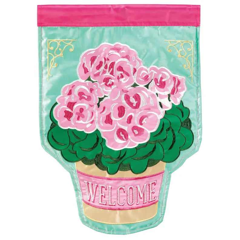 Welcome Potted Geraniums Garden Flag Dicksons Inc