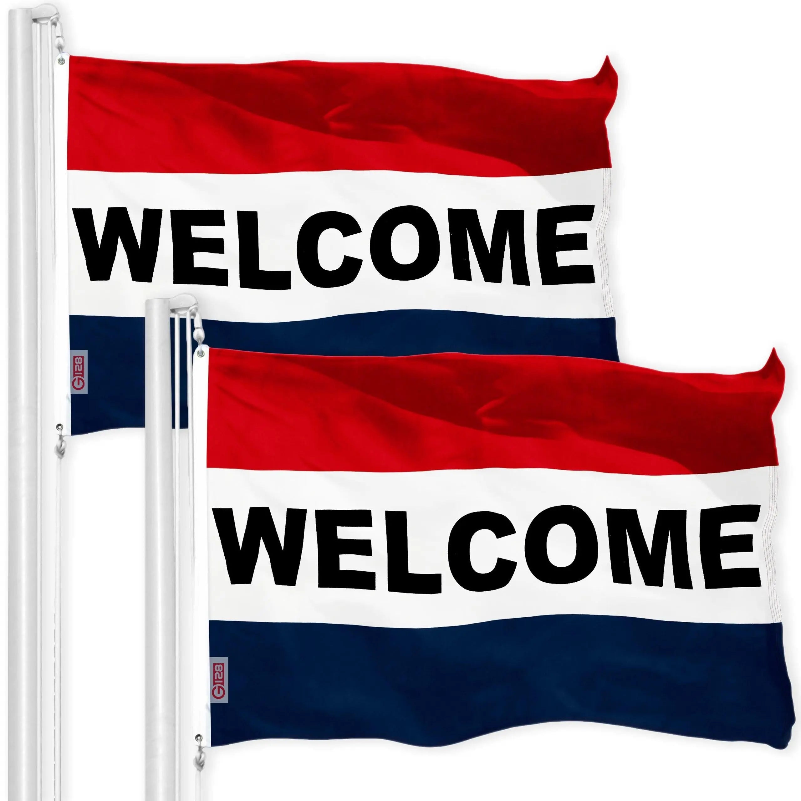 Welcome Sign Business Flag 3x5 Ft 2-Pack Printed 150D Polyester By G128 G128