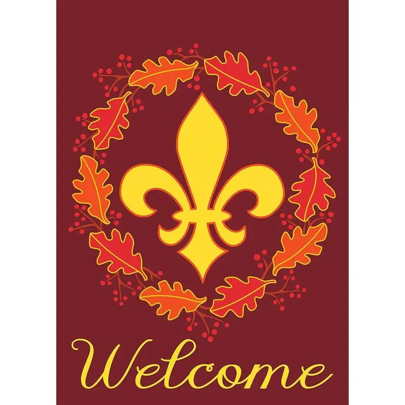 Welcome Wreath Fleur De Lis Garden Flag Dicksons Inc