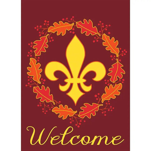 Welcome Wreath Fleur De Lis Garden Flag Dicksons Inc
