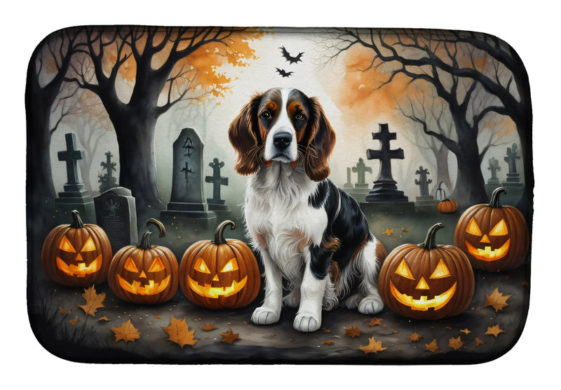 Welsh Springer Spaniel Spooky Halloween Dish Drying Mat Caroline's Treasures