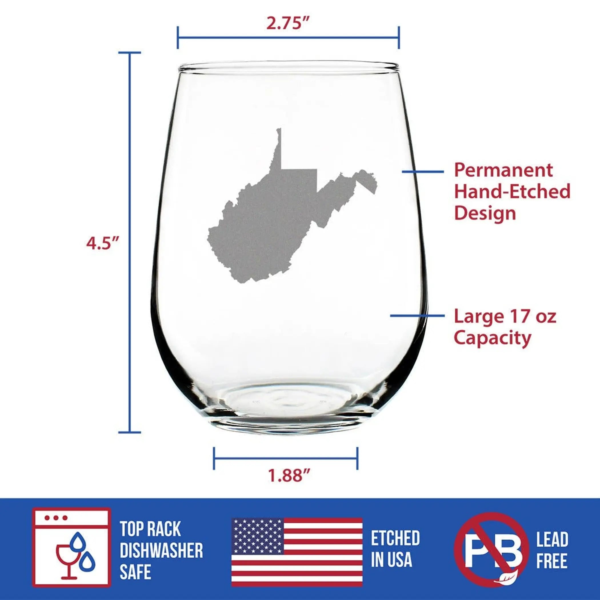 West Virginia Stemless Wine Glass - West Virginians Gifts Bevvee