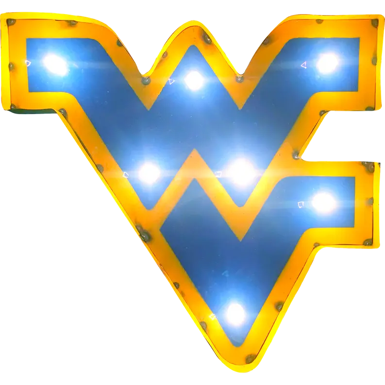 West Virginia University "WV" Lighted Recycled Metal Wall Decor LRT SALES