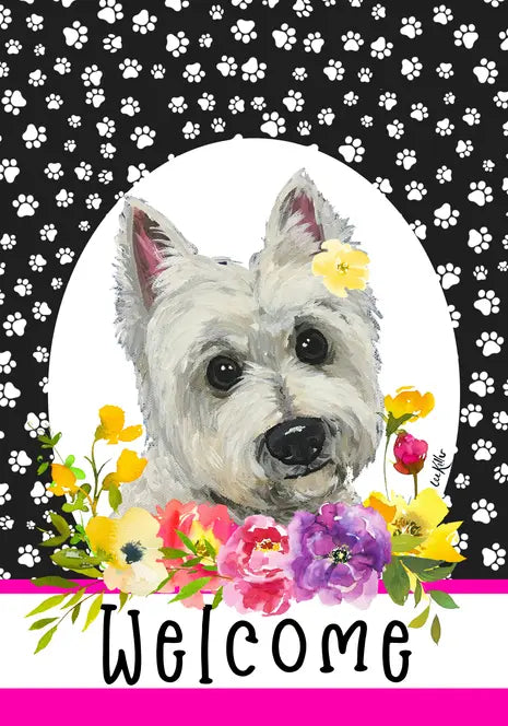 Westie - Hippie Hound Studios Paw Prints  House and Garden Flags Best of Breed