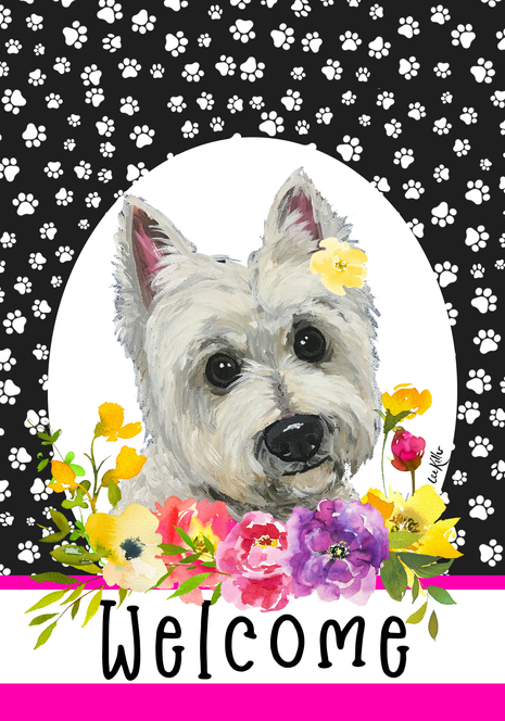 Westie - Hippie Hound Studios Paw Prints  House and Garden Flags Best of Breed