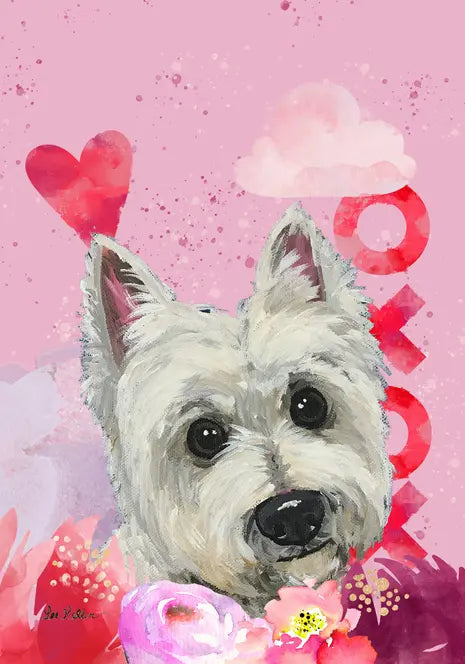 Westie - Hippie Hound Studios Valentines  House and Garden Flags Best of Breed