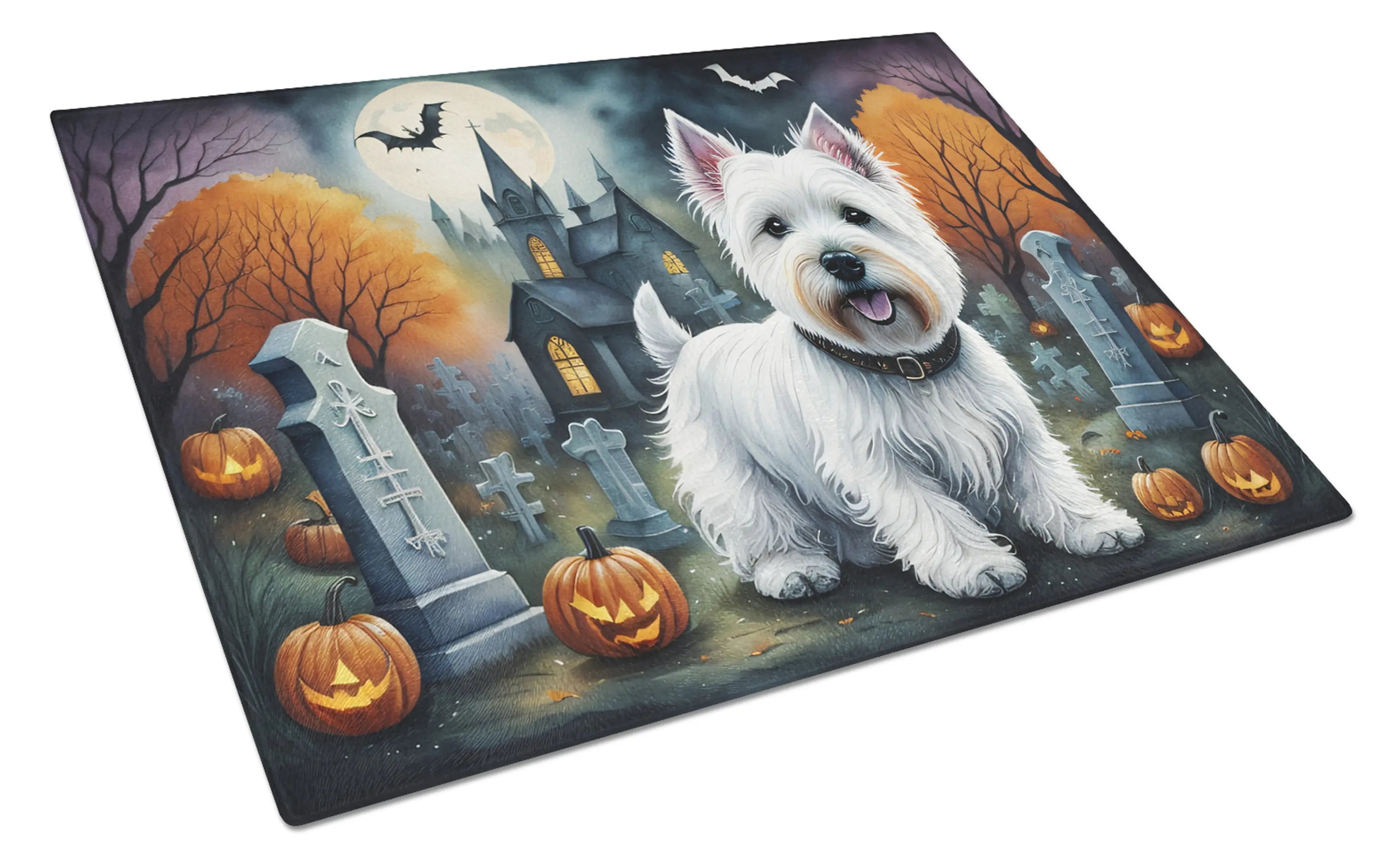 Westie Spooky Halloween Glass Cutting Board Caroline's Treasures