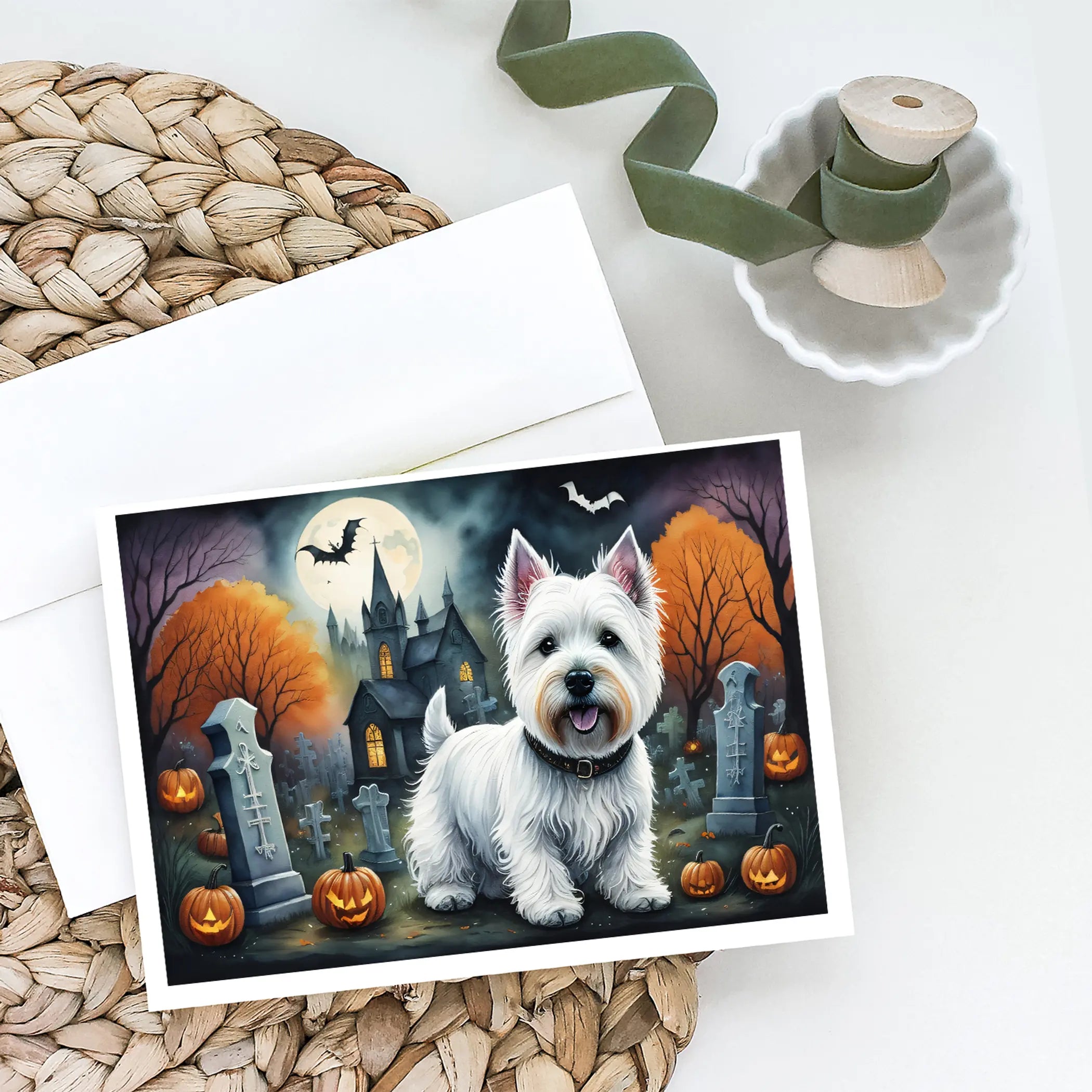 Westie Spooky Halloween Greeting Cards Pack of 8 Caroline's Treasures