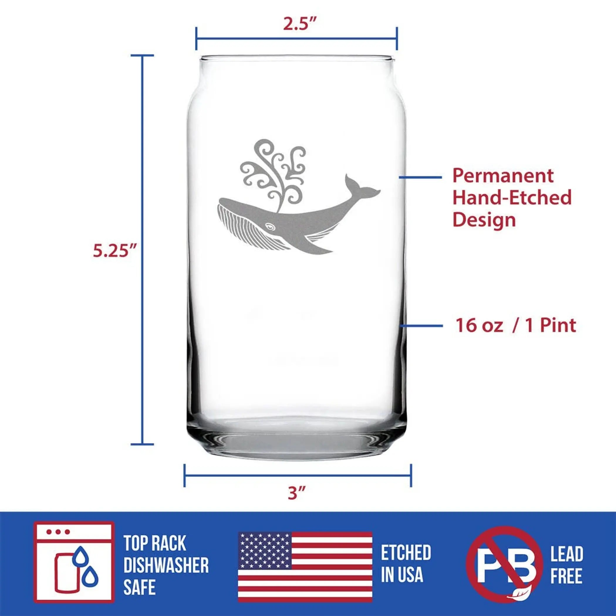 Whale Beer Can Pint Glass - Ocean Beach Gifts and Decor Bevvee