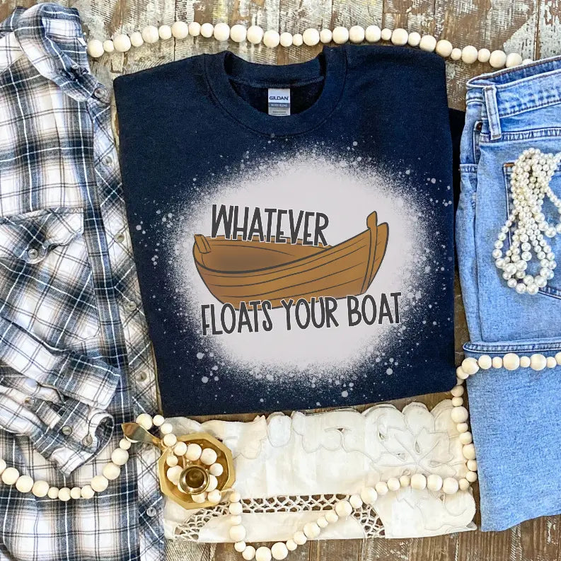 Whatever Floats Your Boat Bleached Shirt CK's Boutique