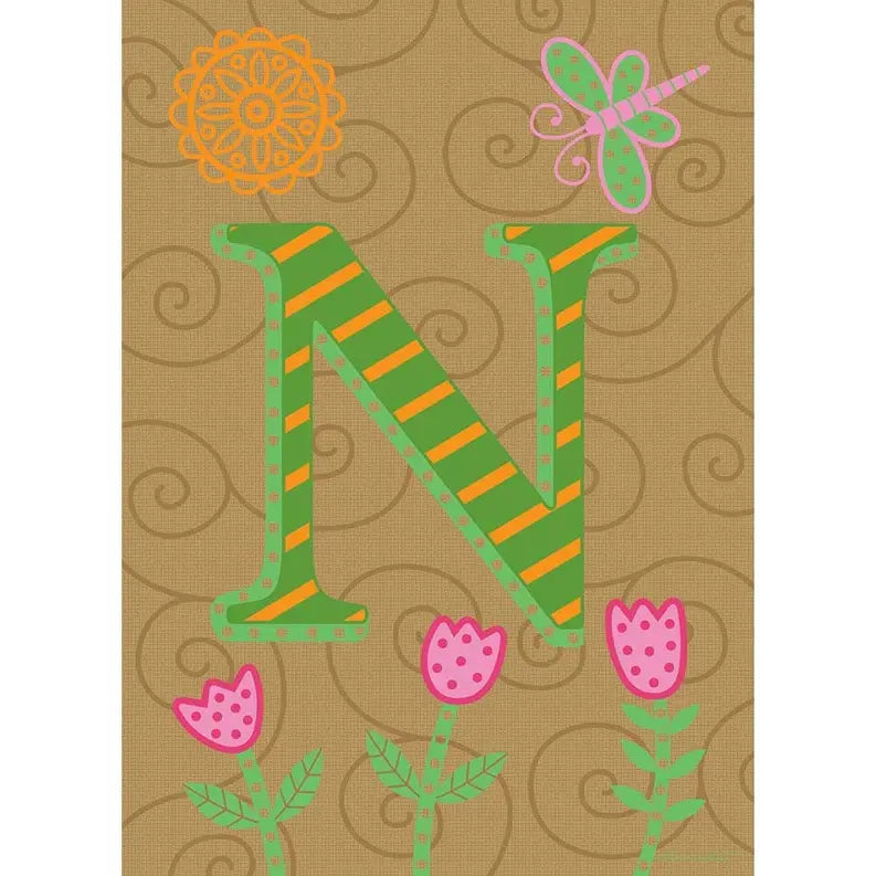 Whimisical Garden Monogram Flag Dicksons Inc