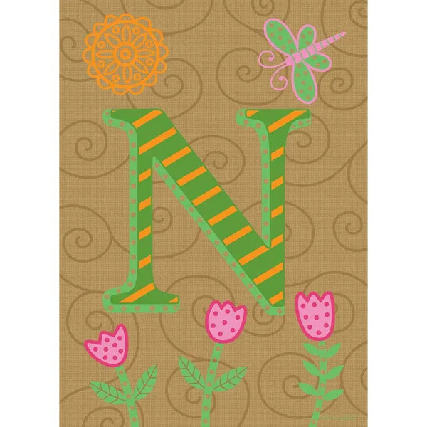 Whimisical Garden Monogram Flag Dicksons Inc