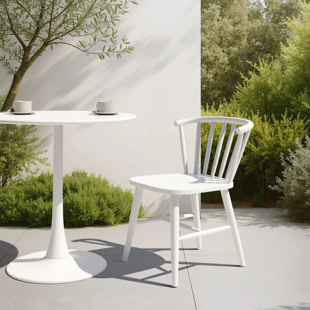 White Aluminum Slat Back Dining Side Chair Homeroots