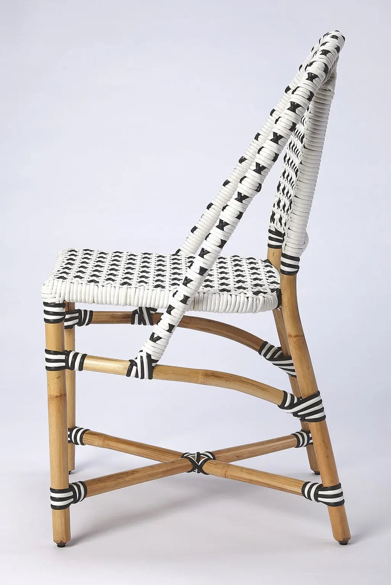 White And Brown Faux Rattan Dining Chair Homeroots Outdoor