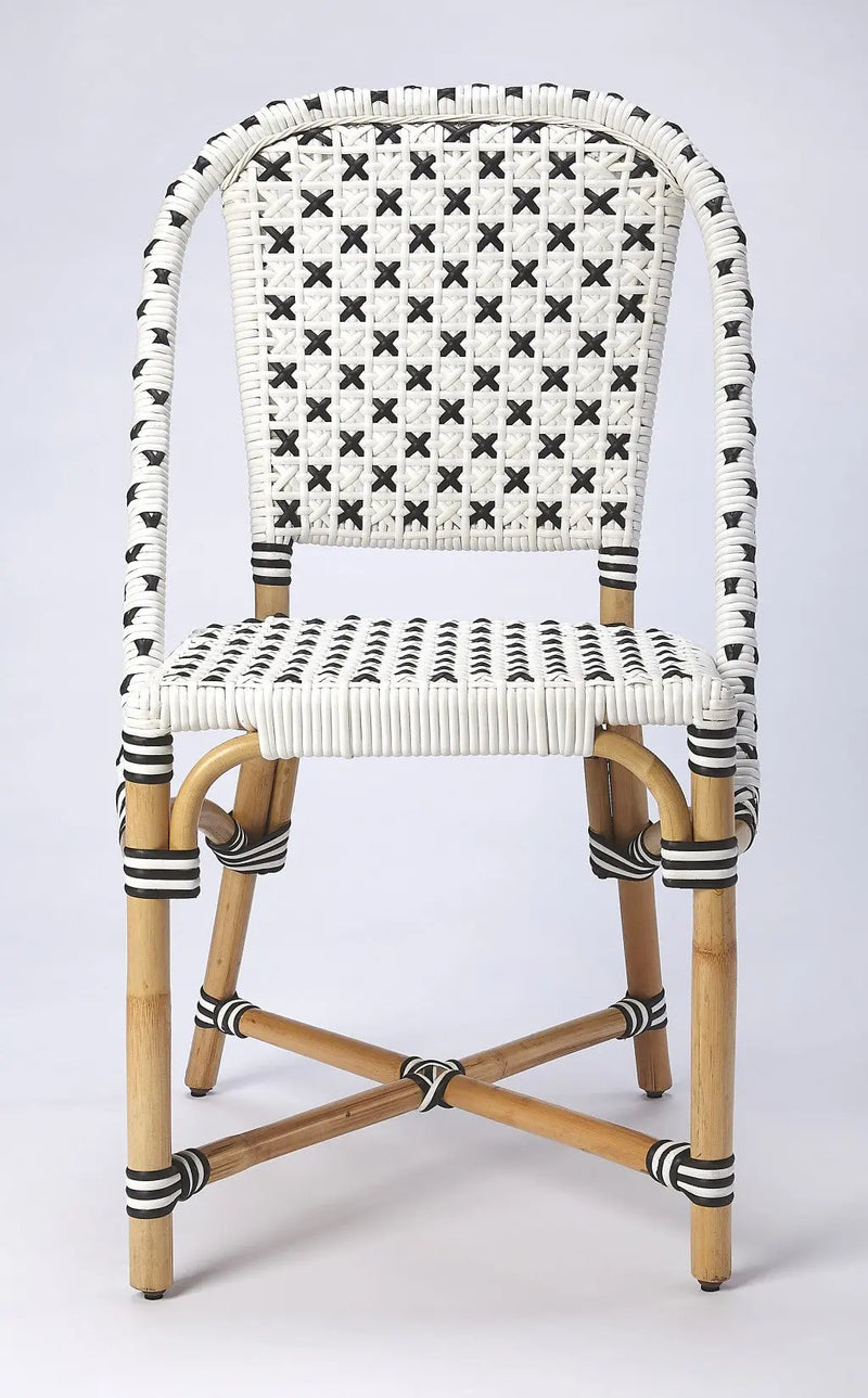 White And Brown Faux Rattan Dining Chair Homeroots Outdoor