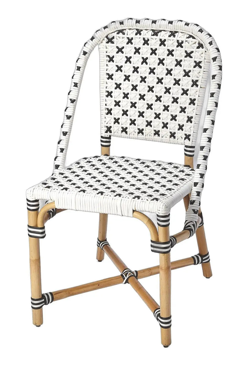 White And Brown Faux Rattan Dining Chair Homeroots Outdoor