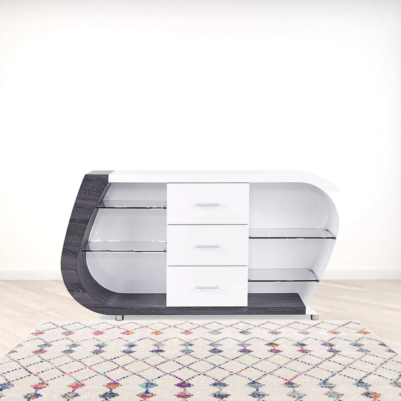 White And Grey Multi Tone Buffet With 3 Drawers Homeroots Kitchen & Dining
