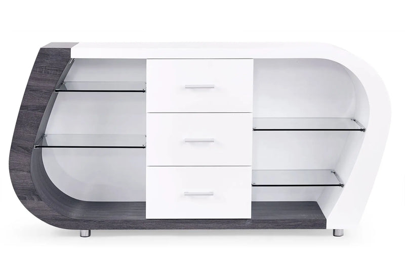 White And Grey Multi Tone Buffet With 3 Drawers Homeroots Kitchen & Dining