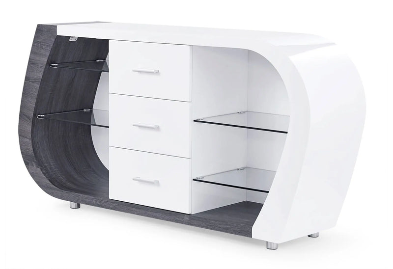 White And Grey Multi Tone Buffet With 3 Drawers Homeroots Kitchen & Dining