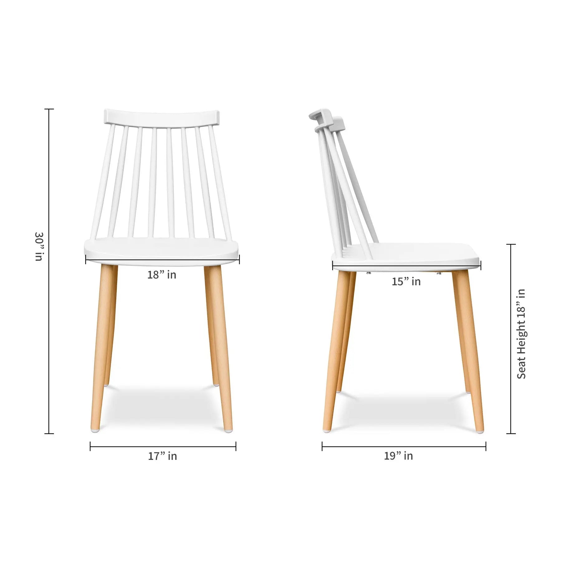 White And Natural Metal and Plastic Windsor Back Dining Side Chair Homeroots Kitchen & Dining