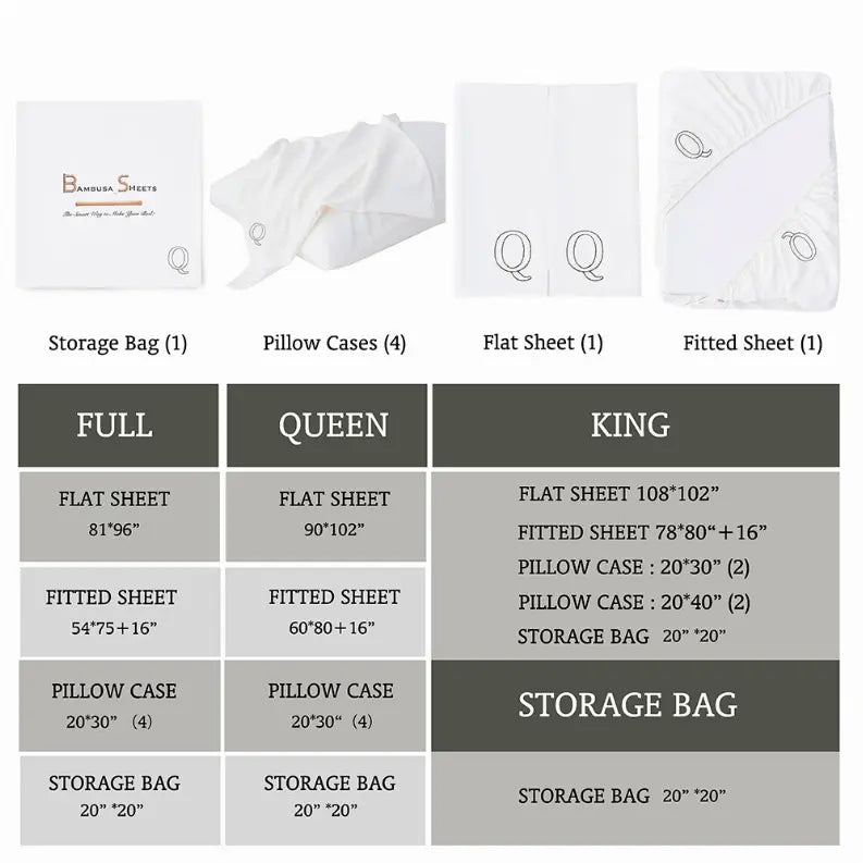 White Bambusa 7-Piece Sheet Set Bambusa Sheets