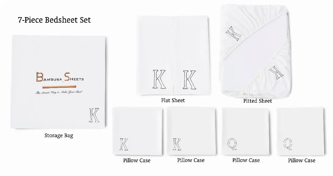 White Bambusa 7-Piece Sheet Set Bambusa Sheets