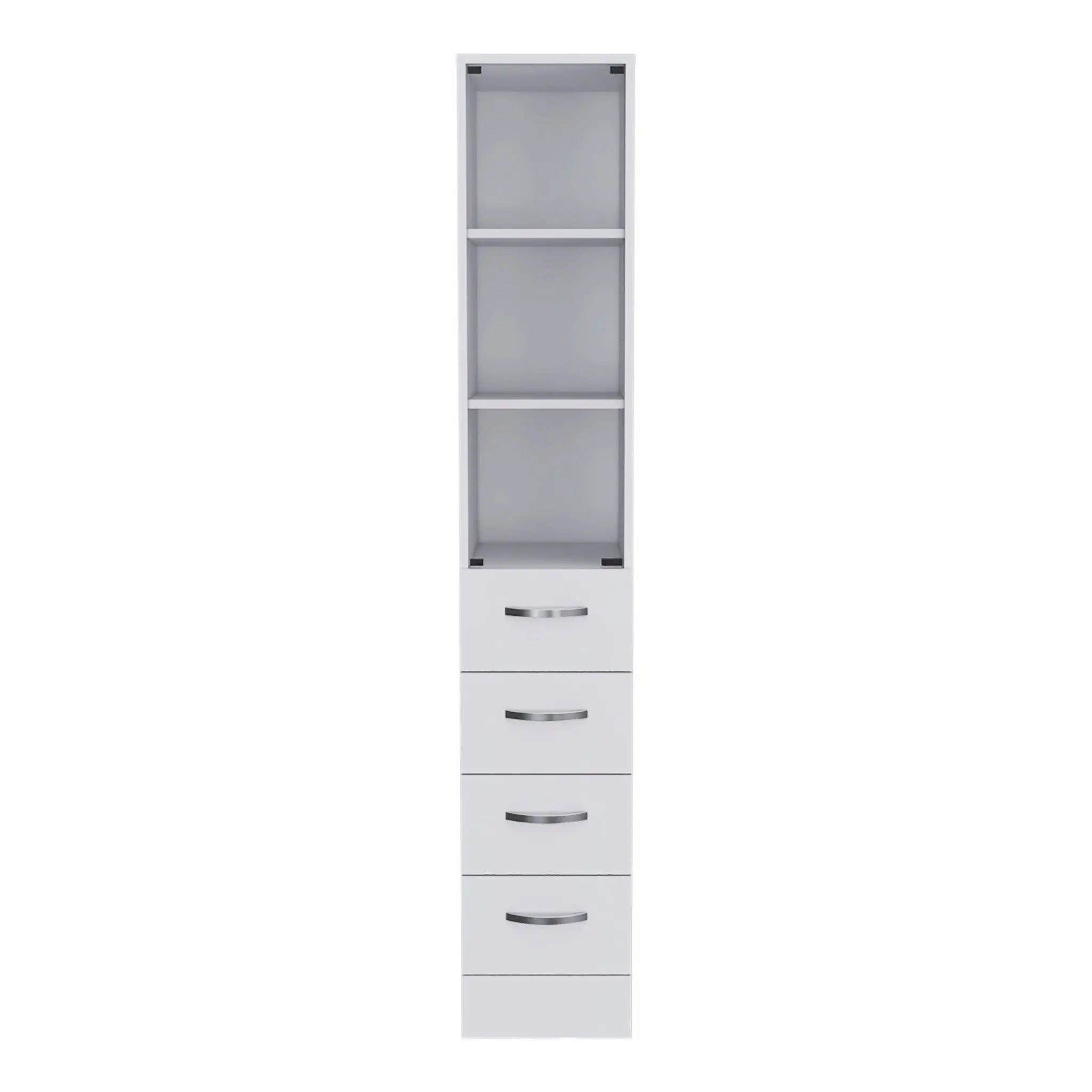 White Bathroom Storage Cabinet with Glass Door and Sliding Drawers Homeroots Kitchen & Dining