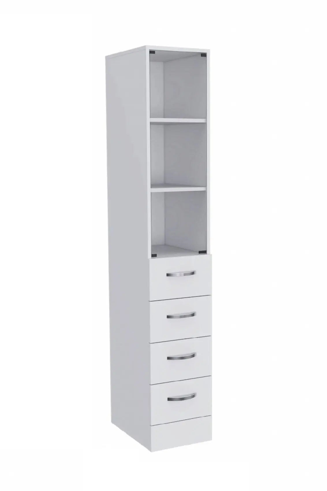 White Bathroom Storage Cabinet with Glass Door and Sliding Drawers Homeroots Kitchen & Dining