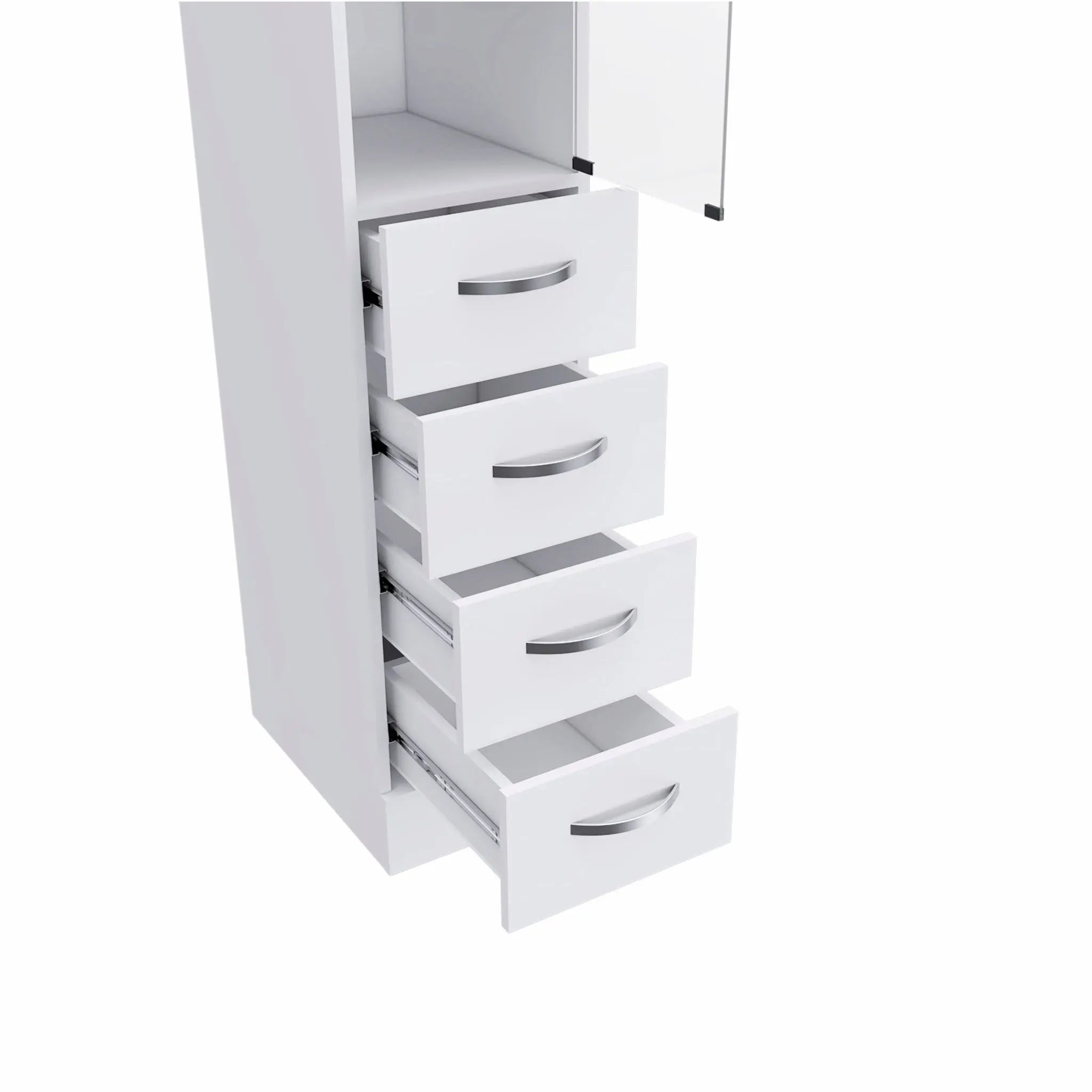 White Bathroom Storage Cabinet with Glass Door and Sliding Drawers Homeroots Kitchen & Dining