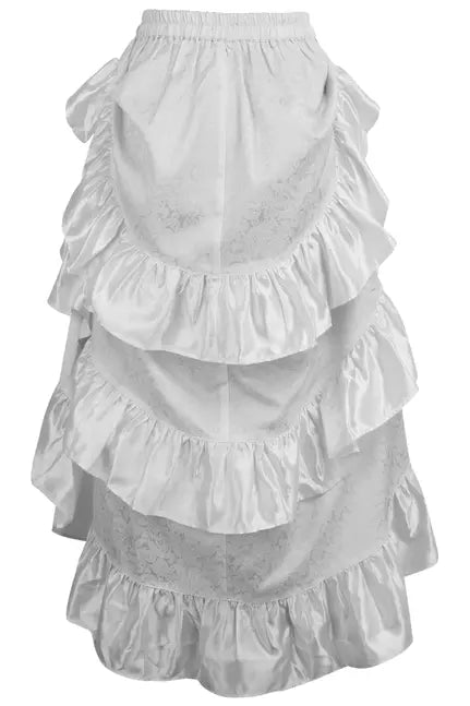 White Brocade Adjustable High Low Bustle Skirt Daisy Corsets
