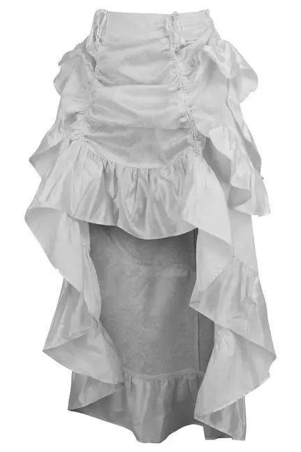 White Brocade Adjustable High Low Bustle Skirt Daisy Corsets