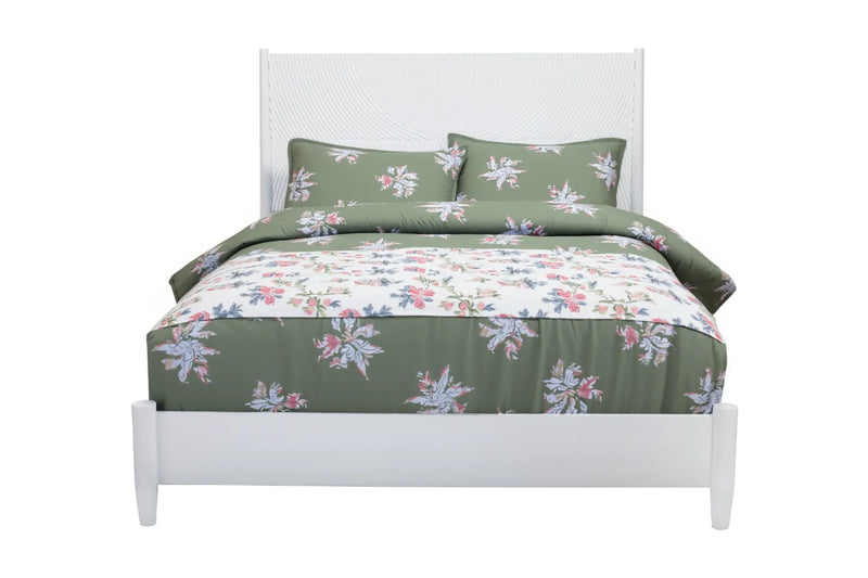 White Carved Geometric Solid Wood California King Bed Frame Homeroots Bed & Bath