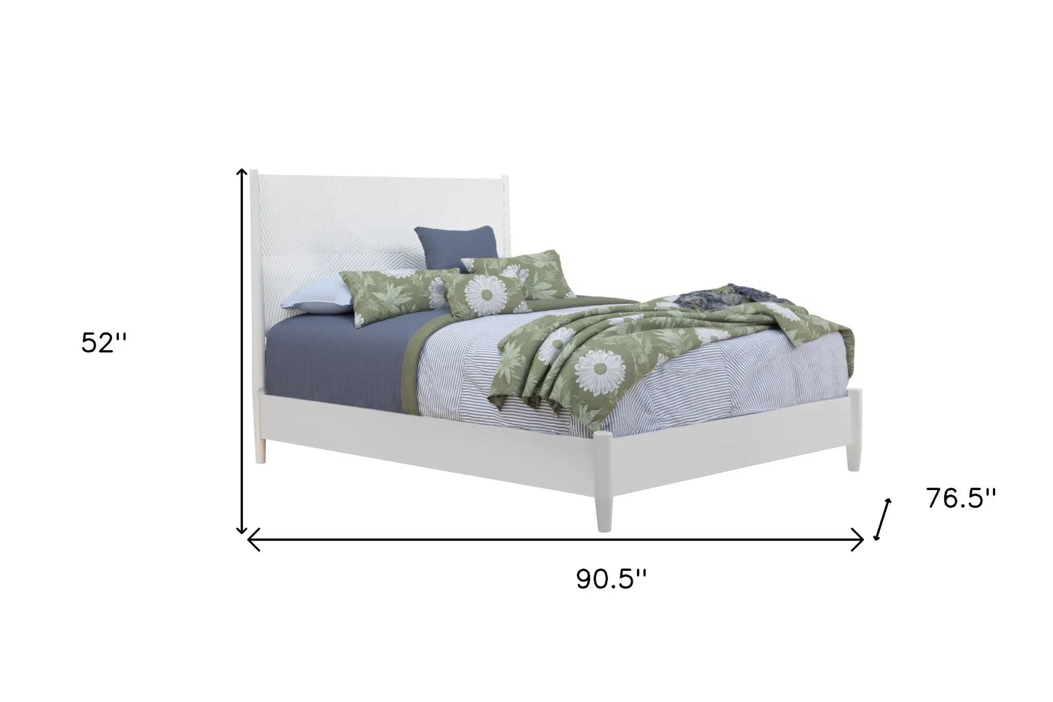 White Carved Geometric Solid Wood California King Bed Frame Homeroots Bed & Bath