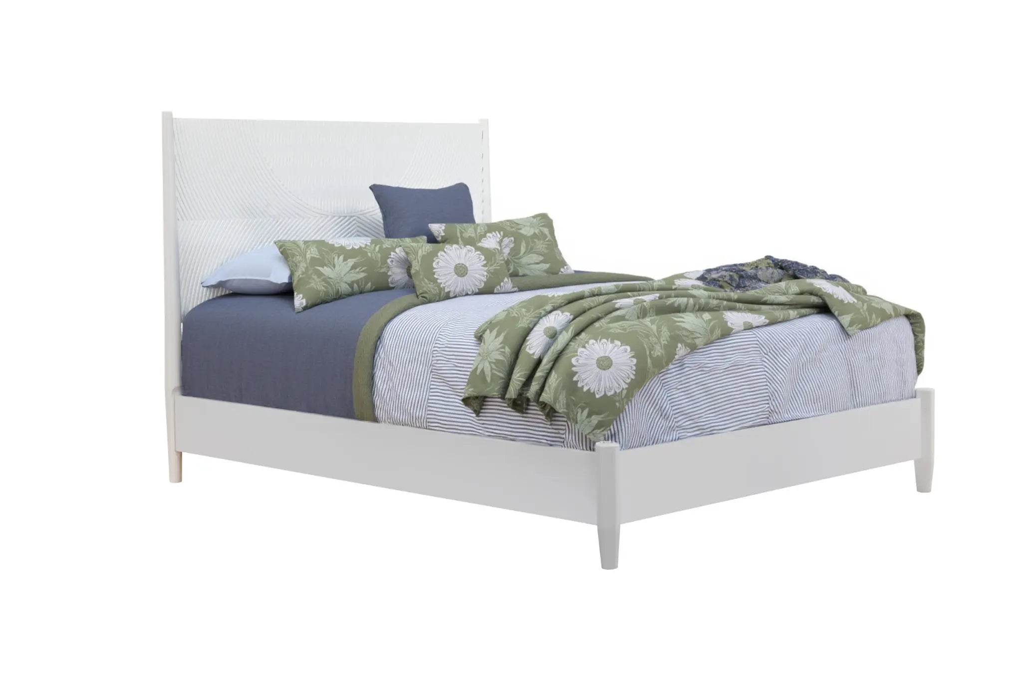 White Carved Geometric Solid Wood California King Bed Frame Homeroots Bed & Bath