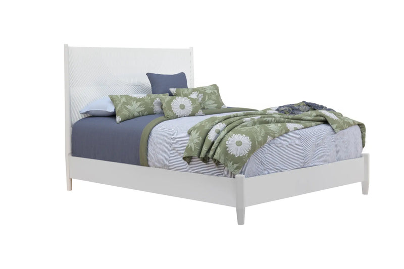 White Carved Geometric Solid Wood California King Bed Frame Homeroots Bed & Bath