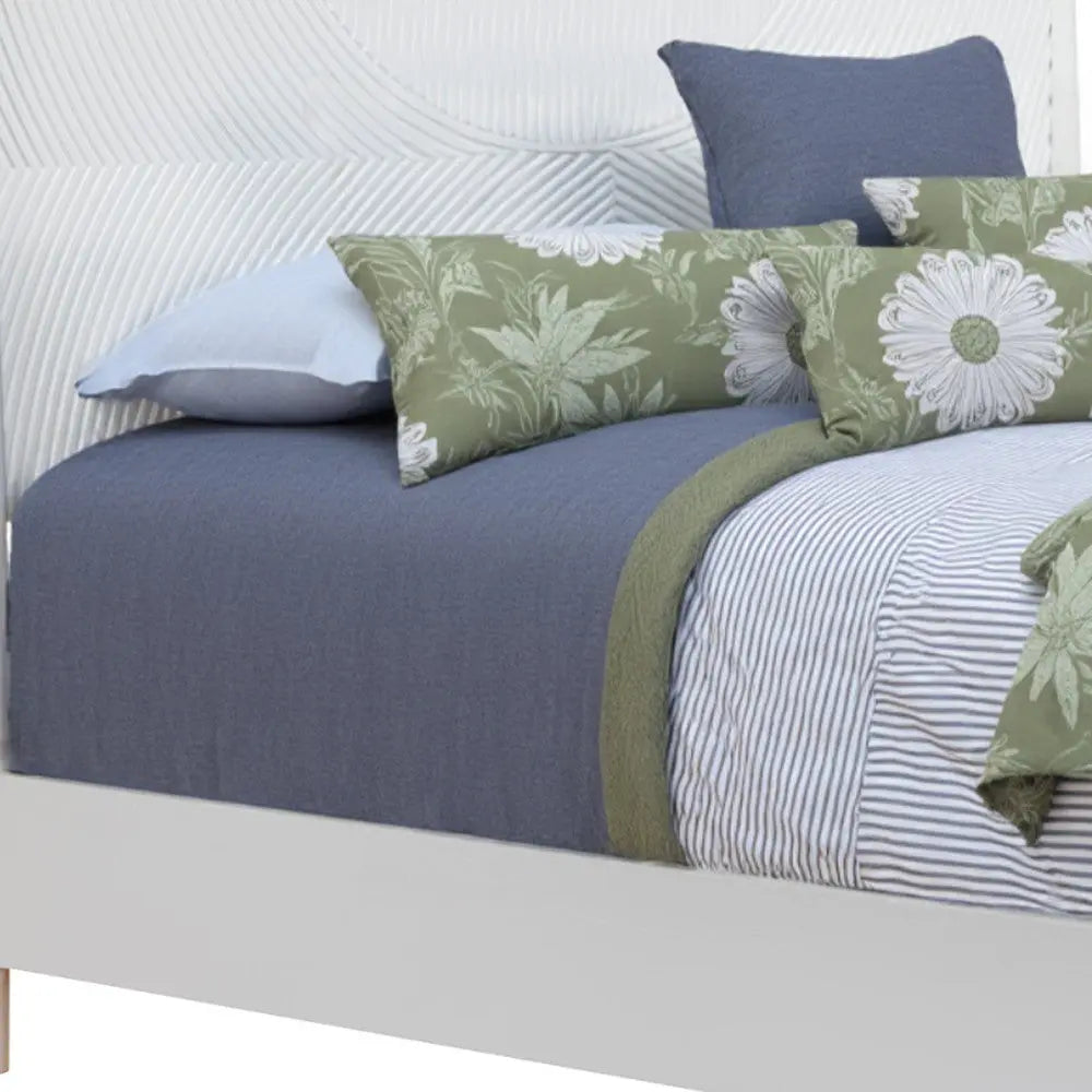 White Carved Geometric Solid Wood California King Bed Frame Homeroots Bed & Bath