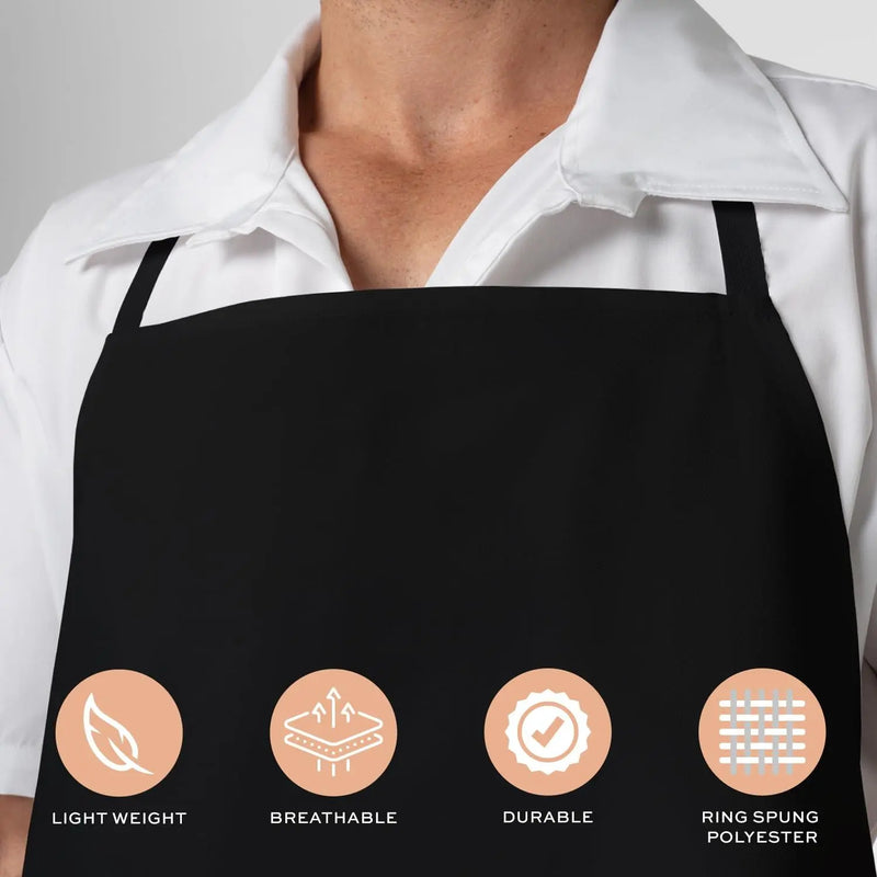 White Classic Black Aprons Bulk   Commercial Chef Bib Apron for Kitchen and Restaurant Cooking without Pockets Unisex Women and Men Adult   12 Pack White Classic