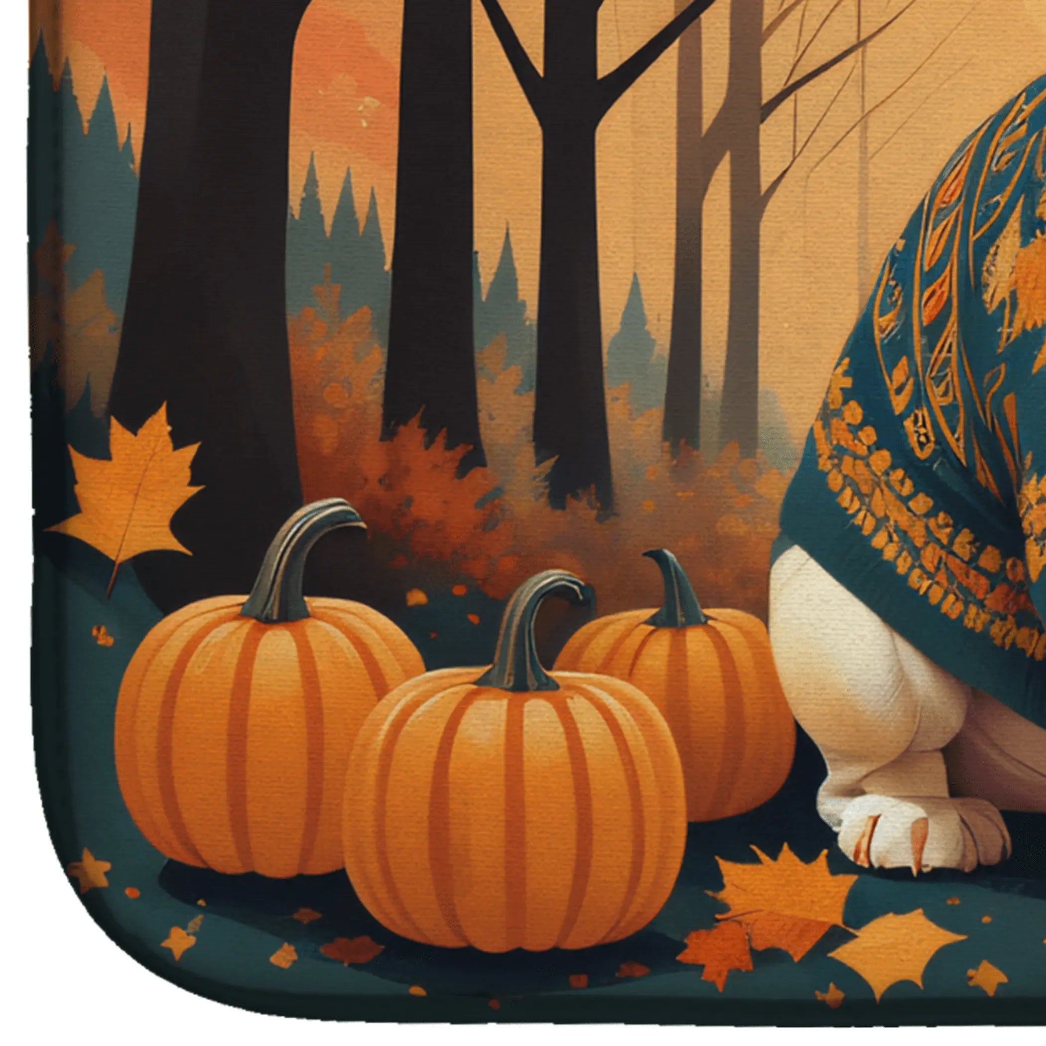 White English Bulldog Fall Dish Drying Mat Caroline's Treasures