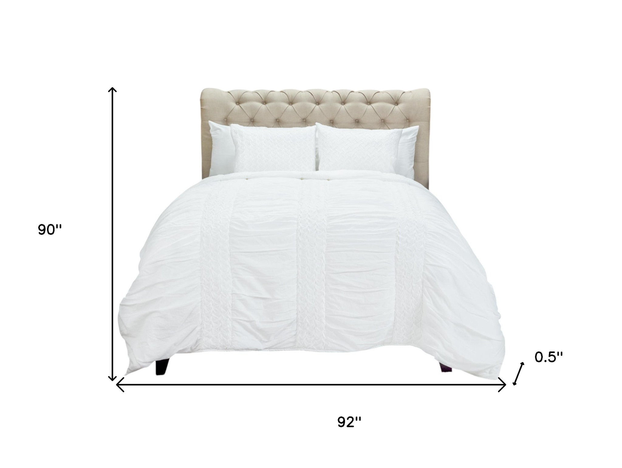 White Geometric Queen Quilt - GreatEagleInc
